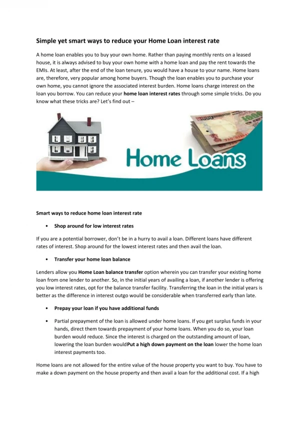 Simple yet smart ways to reduce your Home Loan interest rate