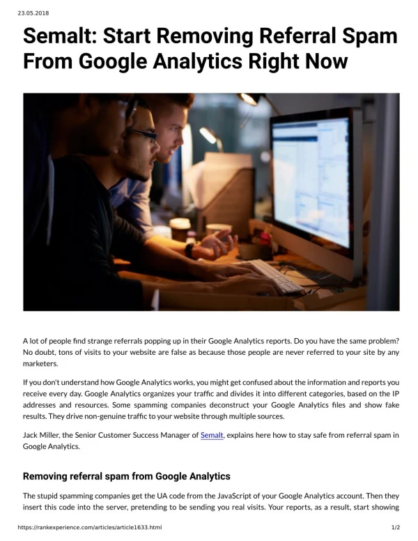 Semalt: Start Removing Referral Spam From Google Analytics Right Now
