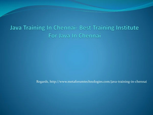 Java Training In Chennai- Best Training Institute For Java In Chennai