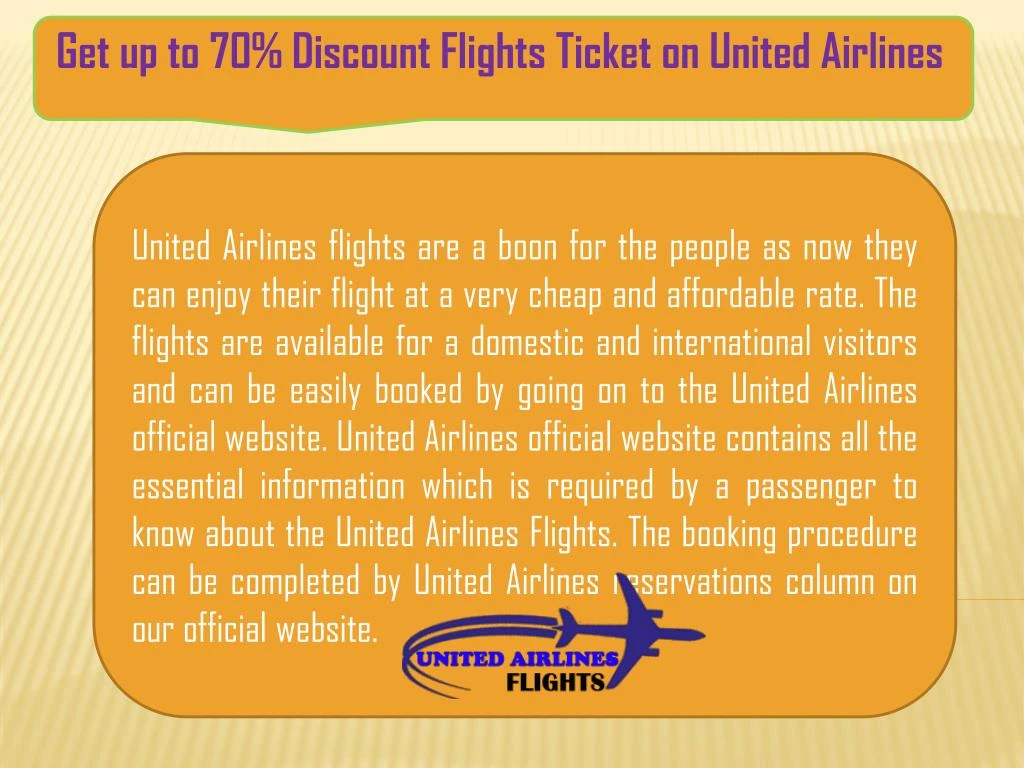 get up to 70 discount flights ticket on united airlines