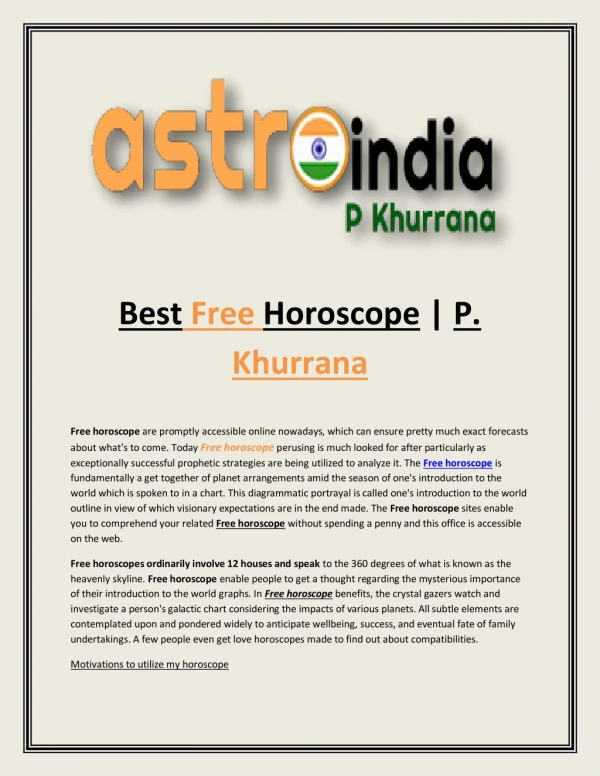 Best Free Horoscope | P. Khurrana