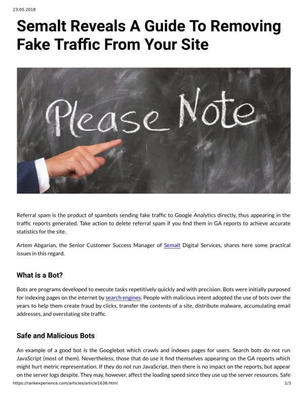 Semalt Reveals A Guide To Removing Fake Traffic From Your Site