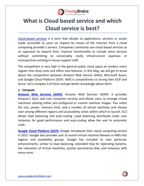 What is Cloud based service and which Cloud service is best?