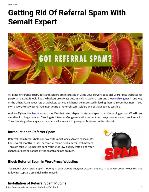 Getting Rid Of Referral Spam With Semalt Expert