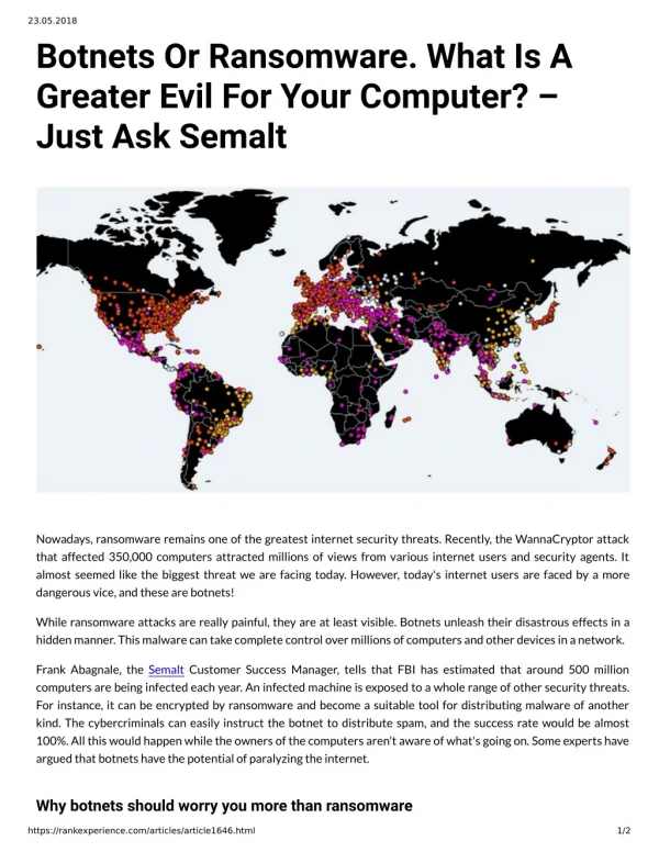 Botnets Or Ransomware. What is A Greater Evil For Your Computer? - Just Ask Semalt