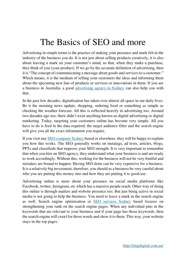 The Basics Of Seo And More