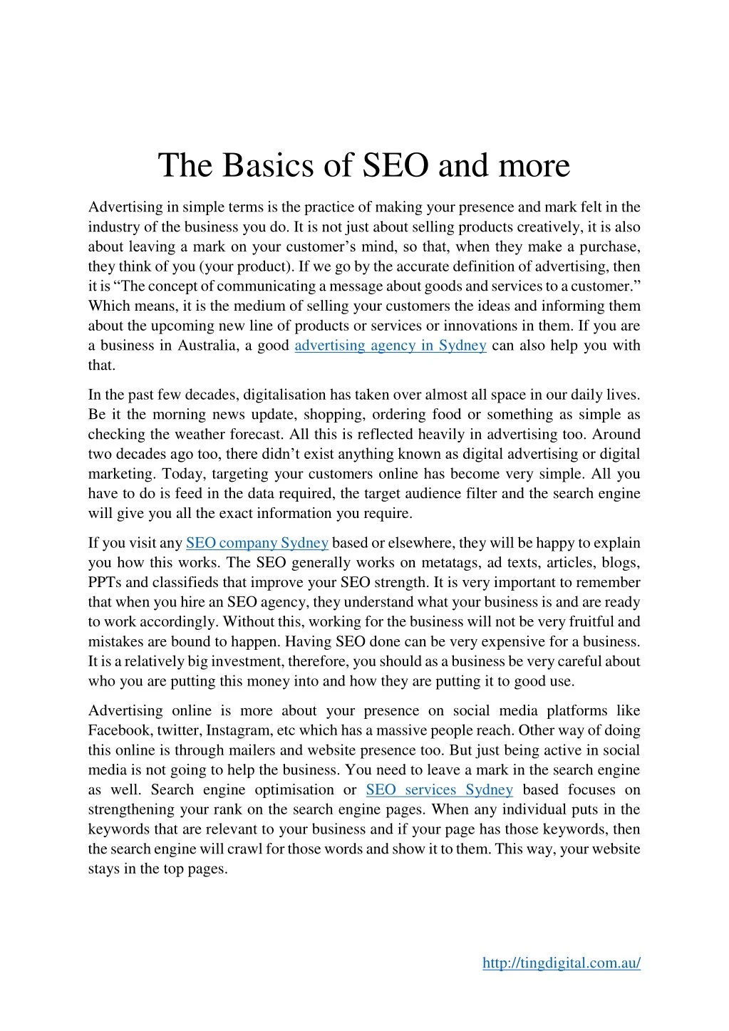 the basics of seo and more