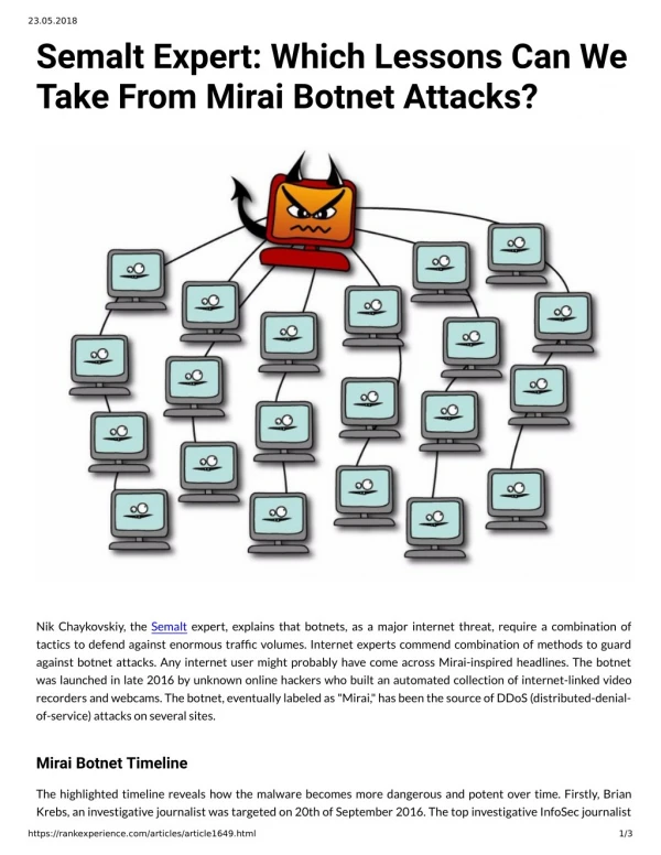 Semalt Expert: Which Lessons Can We Take From Mirai Botnet Attacks?