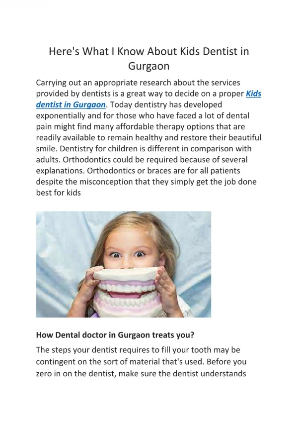Here's What I Know About Kids Dentist in Gurgaon