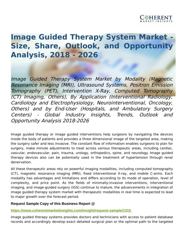 Image Guided Therapy System Market Outlook and Opportunity Analysis 2018-2026