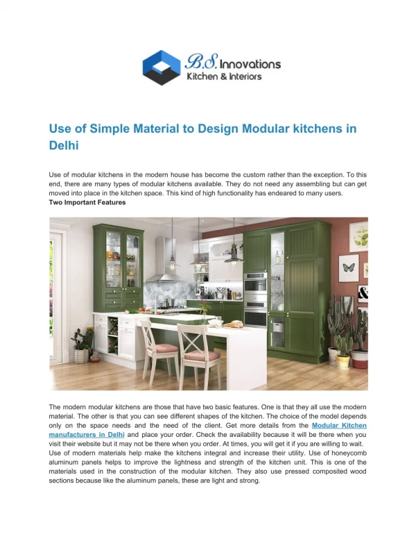 Use of Simple Material to Design Modular kitchens in Delhi