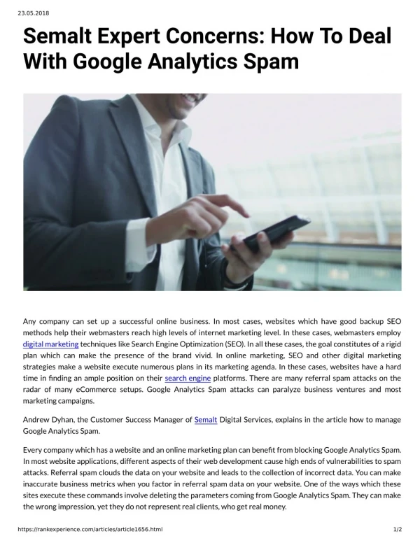 Semalt Expert Concerns: How To Deal With Google Analytics Spam