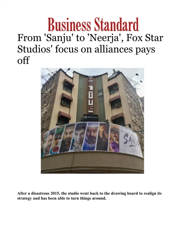 From 'Sanju' to 'Neerja', Fox Star Studios' focus on alliances pays off 