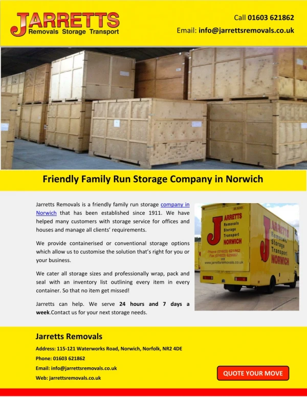 Friendly Family Run Storage Company in Norwich