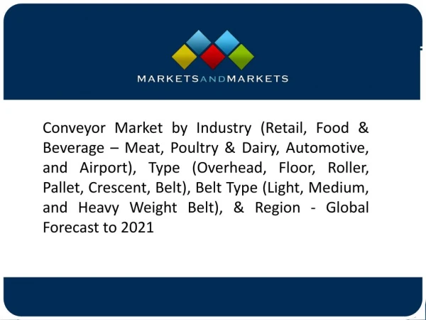 Retail Industry to Constitute Majority of Share in the Global Conveyor System Market