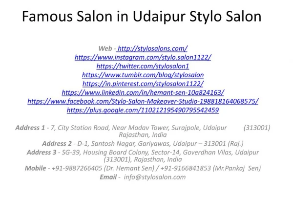 Famous Salon in Udaipur Stylo Salon