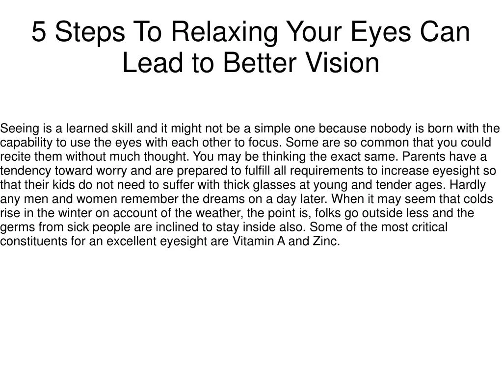 5 steps to relaxing your eyes can lead to better vision