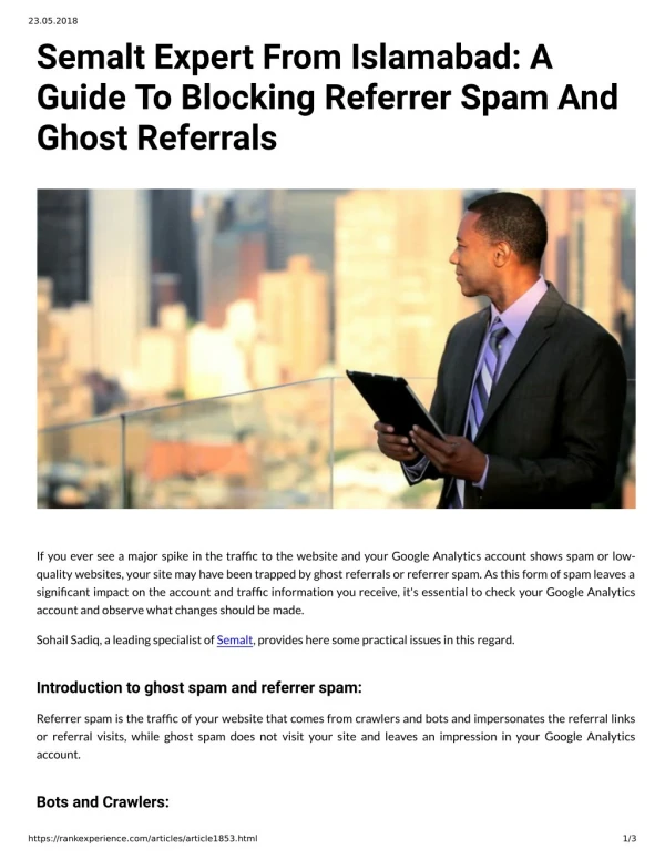 Semalt Expert From Islamabad: A Guide To Blocking Referrer Spam And Ghost Referrals