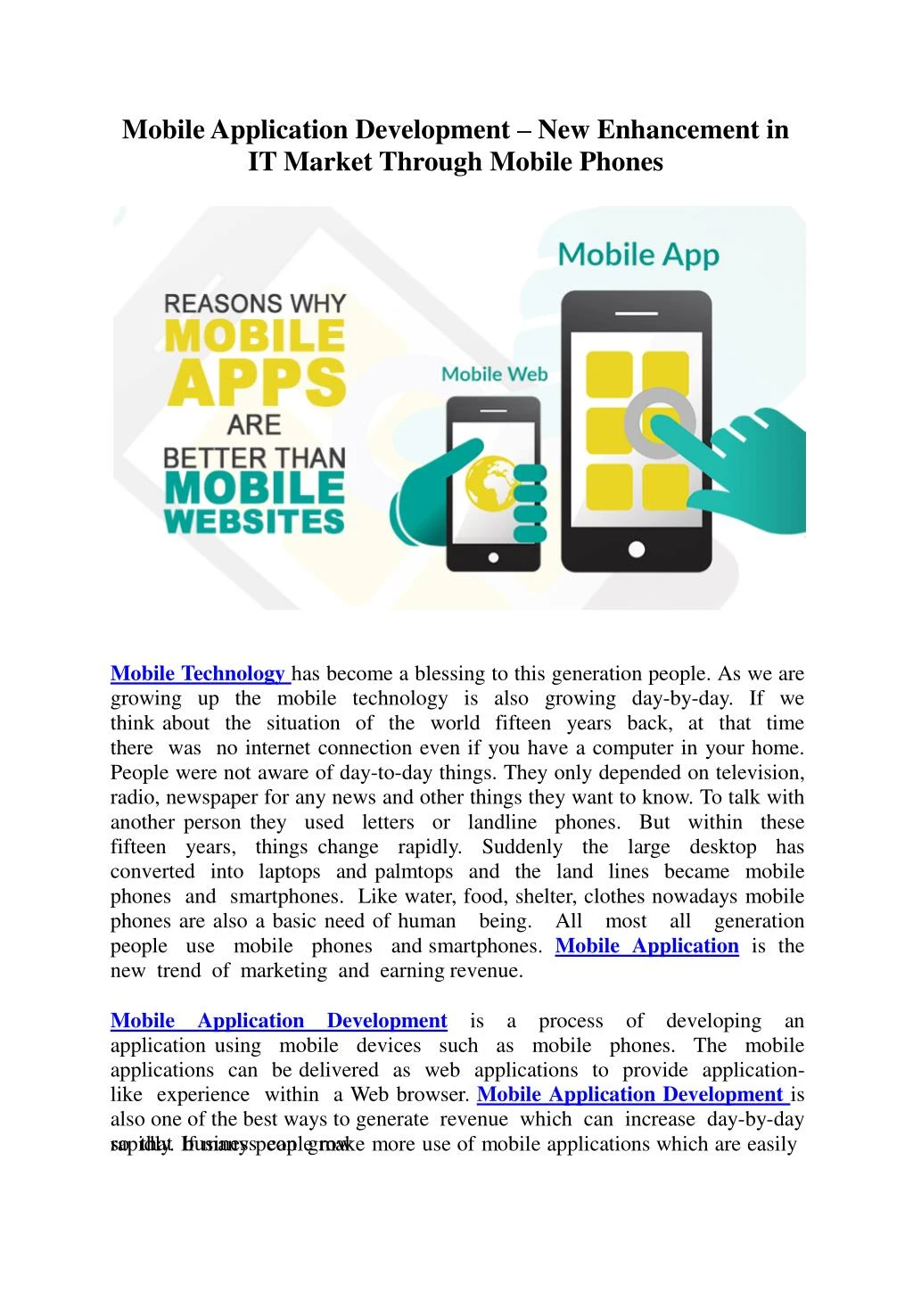 mobile application development new enhancement