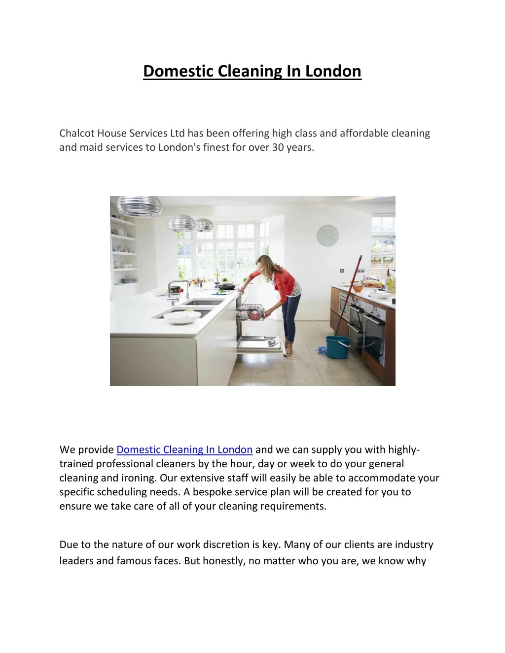 domestic cleaning in london chalcot house