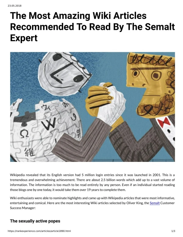 The Most Amazing Wiki Articles Recommended To Read By The Semalt Expert Wikipedia