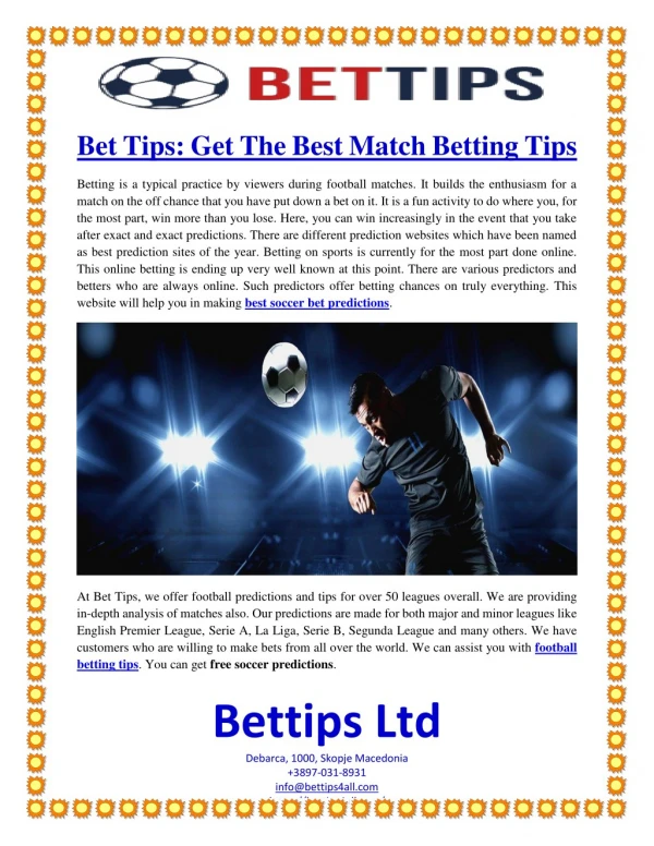 Bet Tips: Get The Best Match Betting Tips