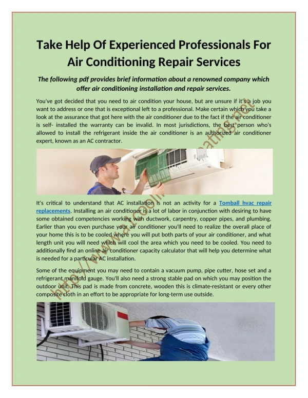 Take Help of Experienced Professionals for Air Conditioning Repair Services