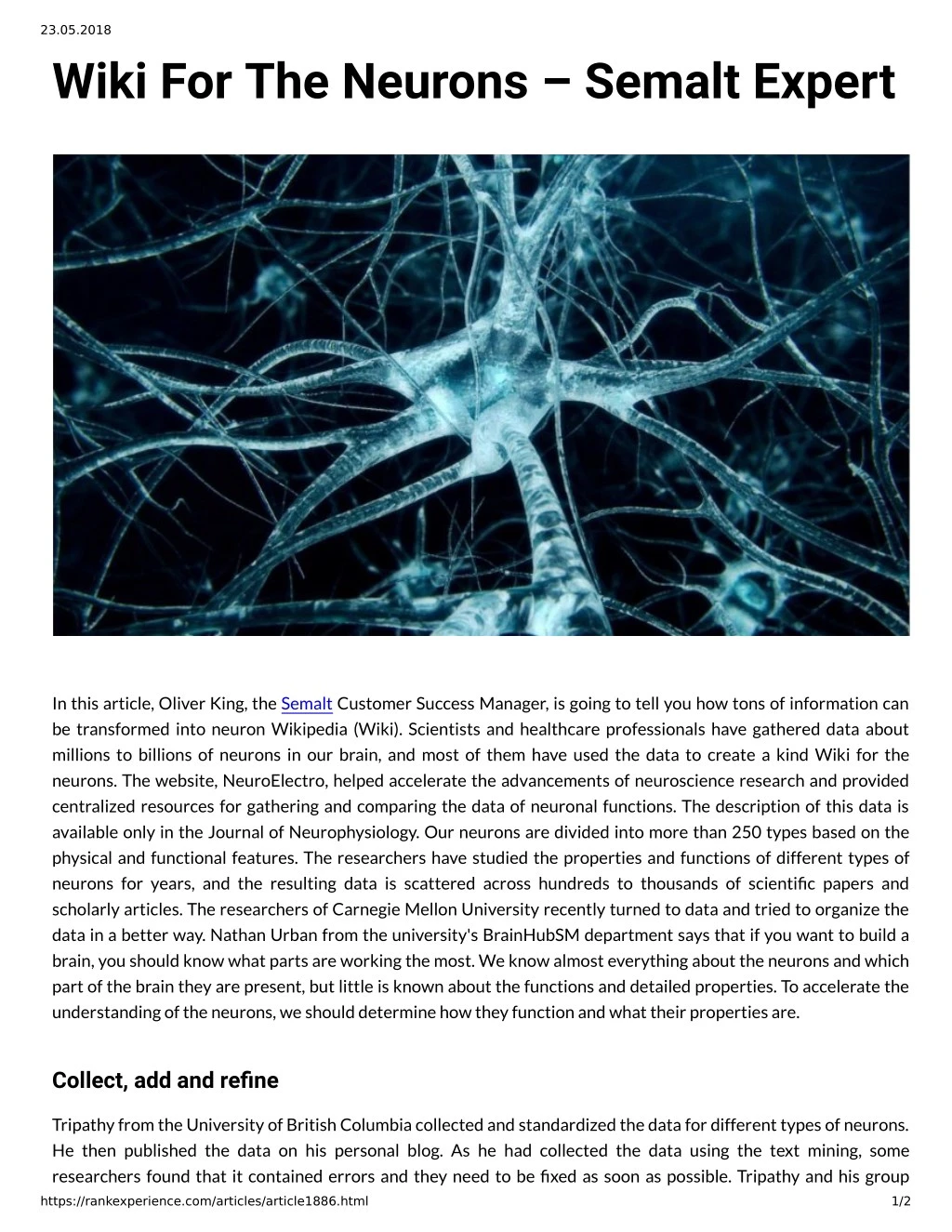 23 05 2018 wiki for the neurons semalt expert