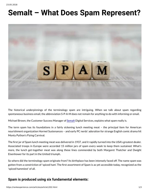 Semalt – What Does Spam Represent?