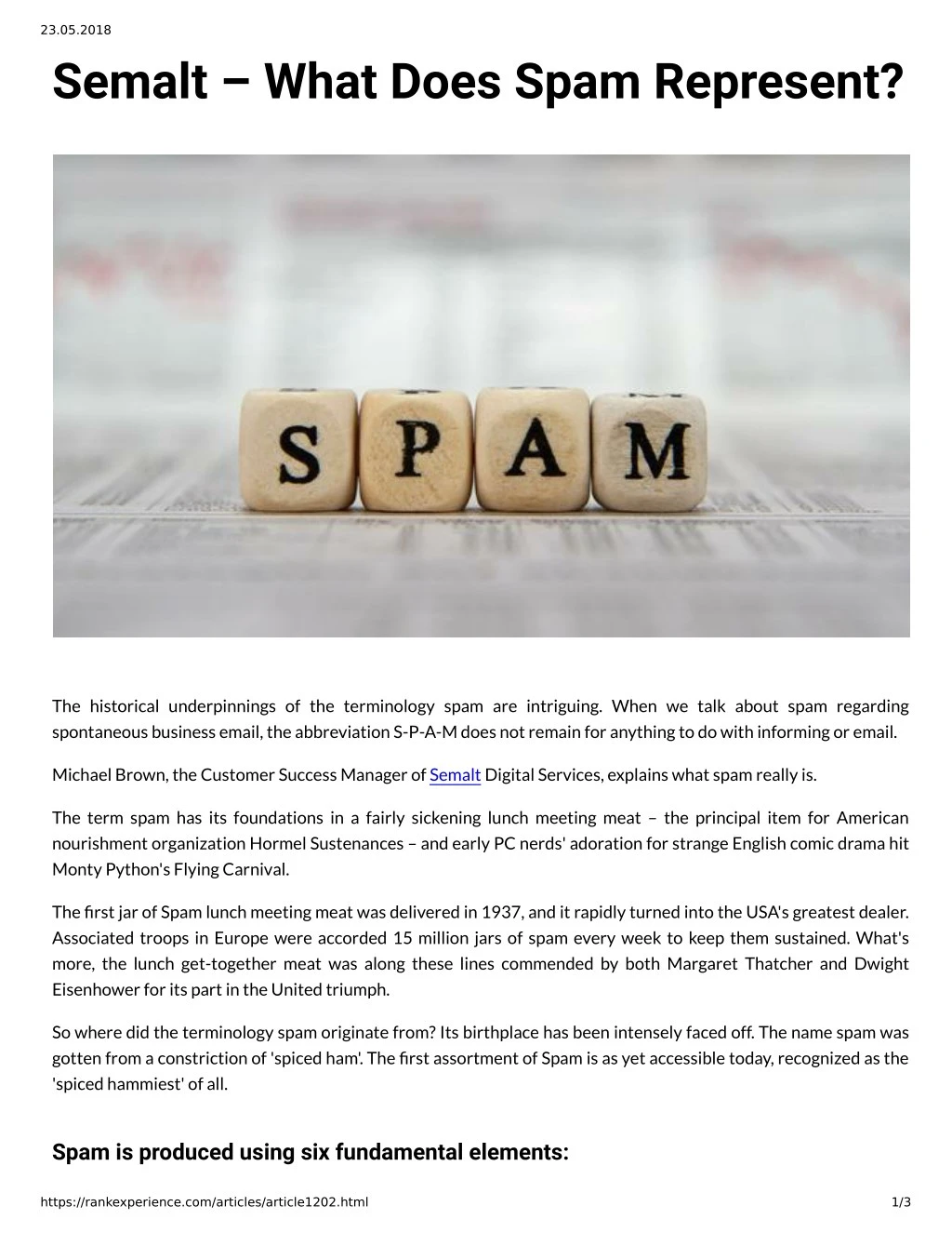 23 05 2018 semalt what does spam represent