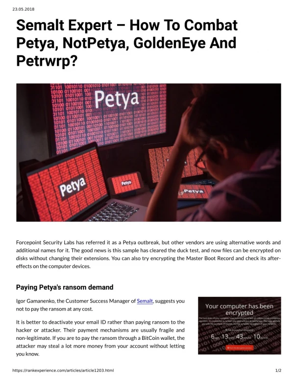 Semalt Expert – How To Combat Petya, NotPetya, GoldenEye And Petrwrp?