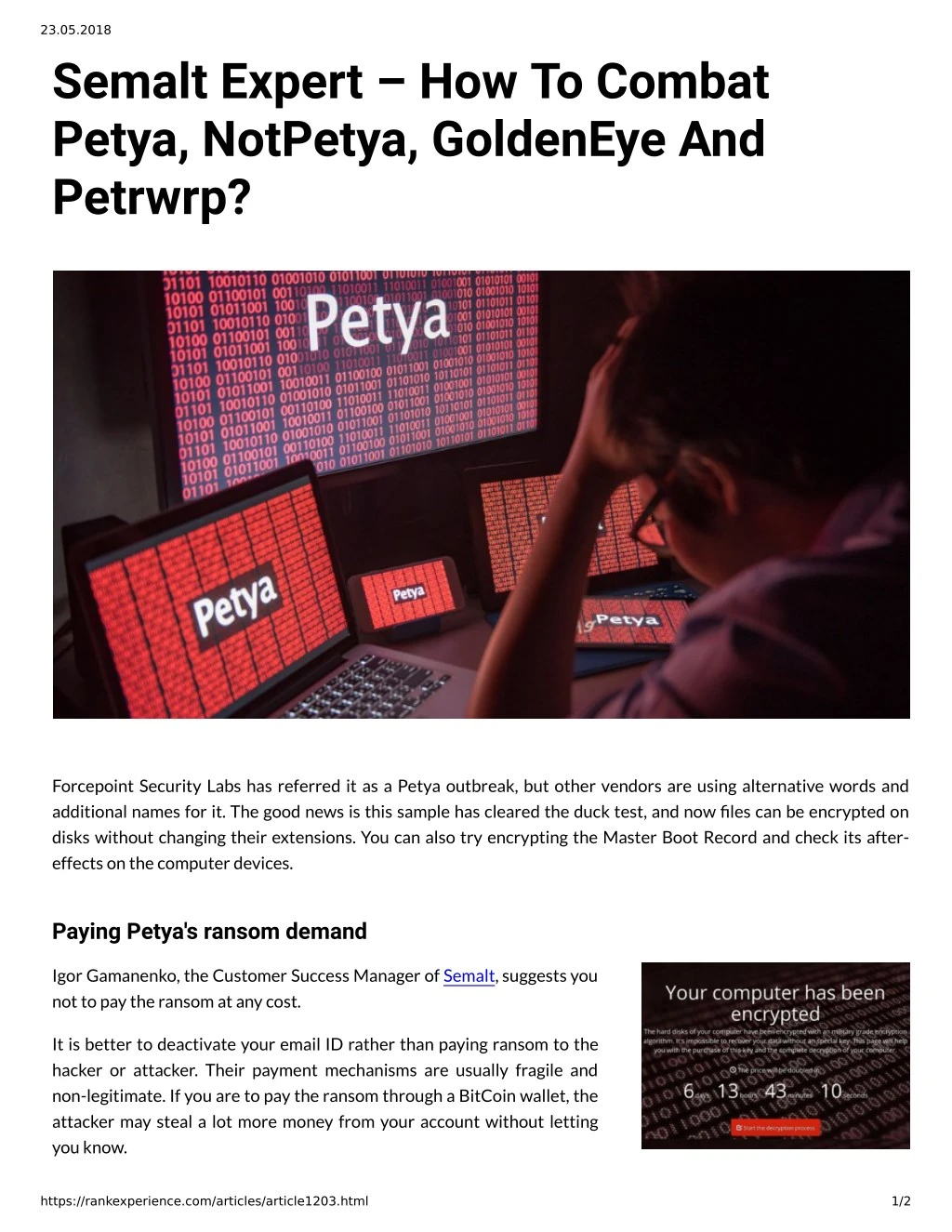 23 05 2018 semalt expert how to combat petya