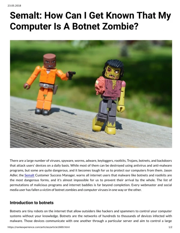 Semalt: How Can I Get Known That My Computer Is A Botnet Zombie?