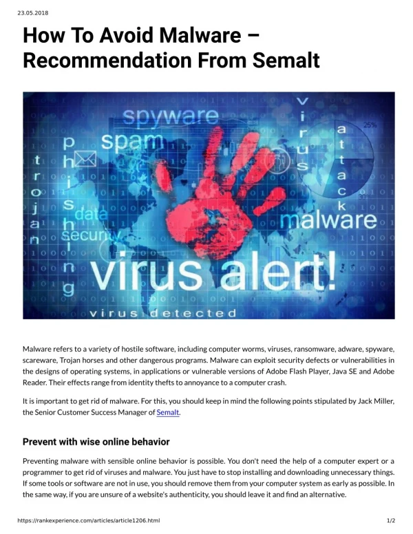 How To Avoid Malware – Recommendation From Semalt