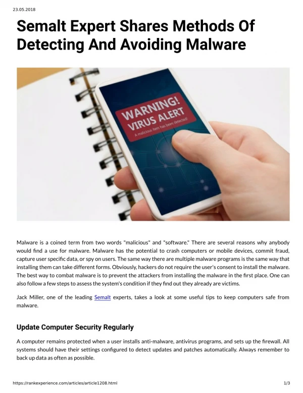 Semalt Expert Shares Methods Of Detecting And Avoiding Malware