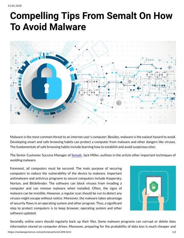 Compelling Tips From Semalt On How To Avoid Malware