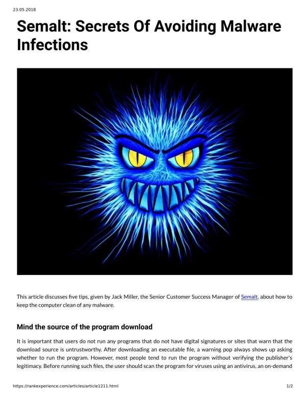 Semalt: Secrets Of Avoiding Malware Infections