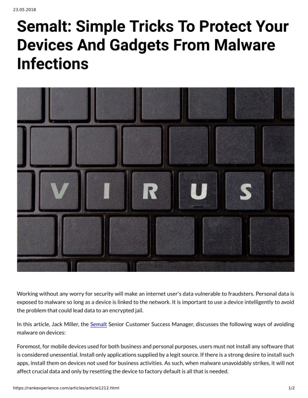 Semalt: Simple Tricks To Protect Your Devices And Gadgets From Malware Infections