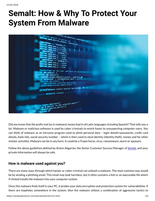 Semalt: How & Why To Protect Your System From Malware