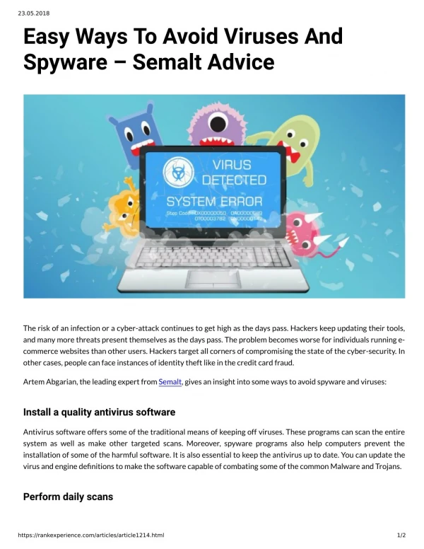 Easy Ways To Avoid Viruses And Spyware – Semalt Advice