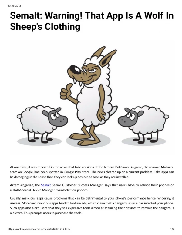 Semalt: Warning! That App Is A Wolf In Sheep's Clothing