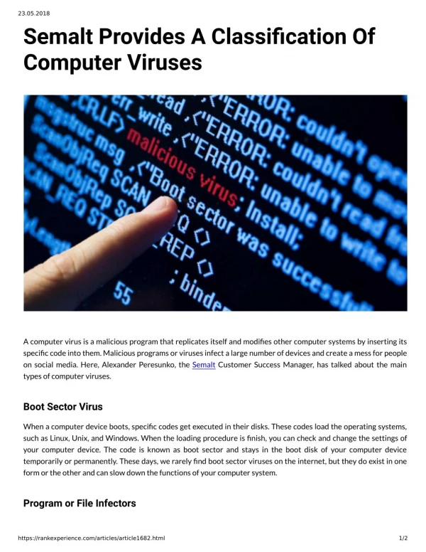 Semalt Provides A Classification Of Computer Viruses