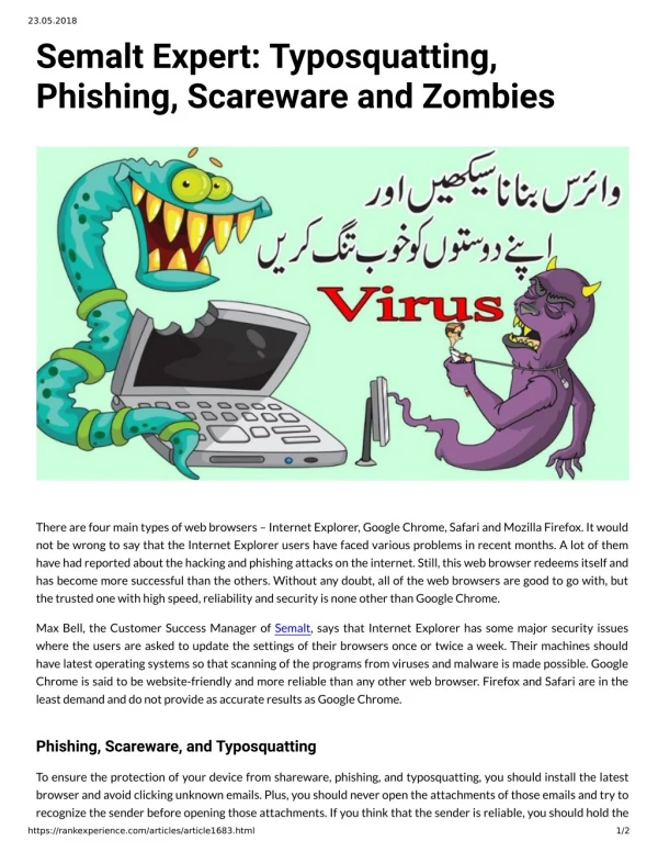 Semalt Expert: Typosquatting, Phishing, Scareware and Zombies