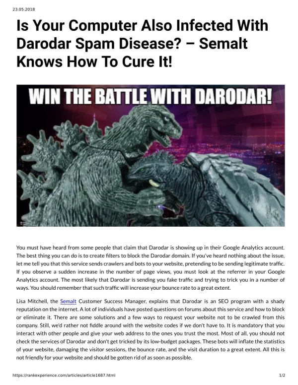 Is Your Computer Also Infected With Darodar Spam Disease? - Semalt Knows How To Cure It!