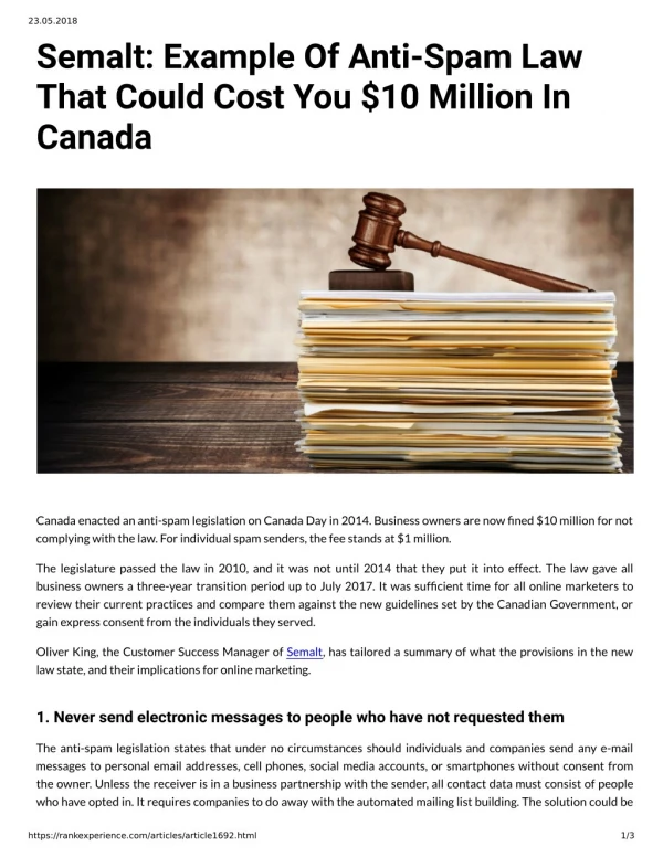 Semalt: Example Of Anti-Spam Law That Could Cost You $10 Million In Canada