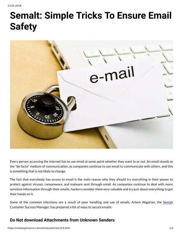 Semalt: Simple Tricks To Ensure Email Safety