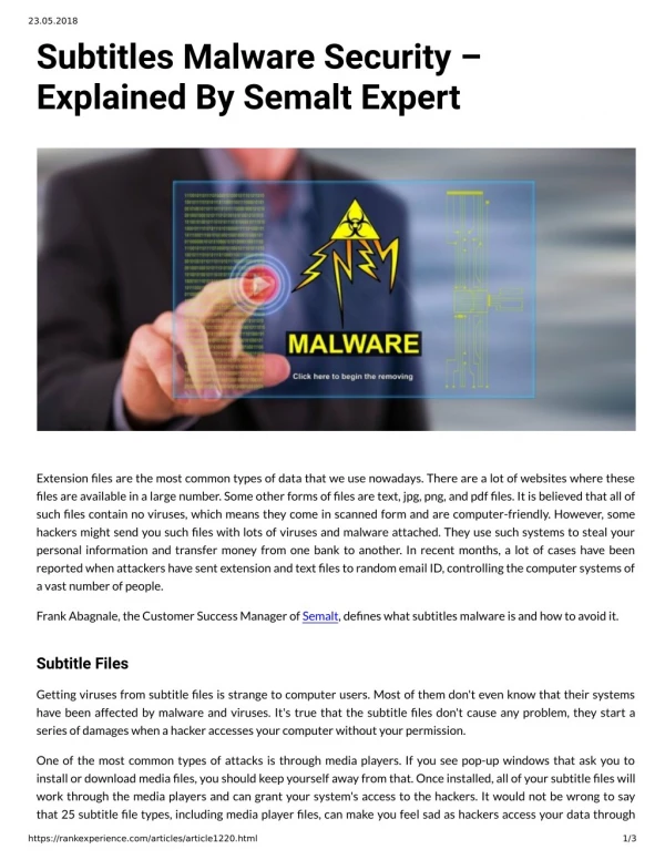 Subtitles Malware Security – Explained By Semalt Expert