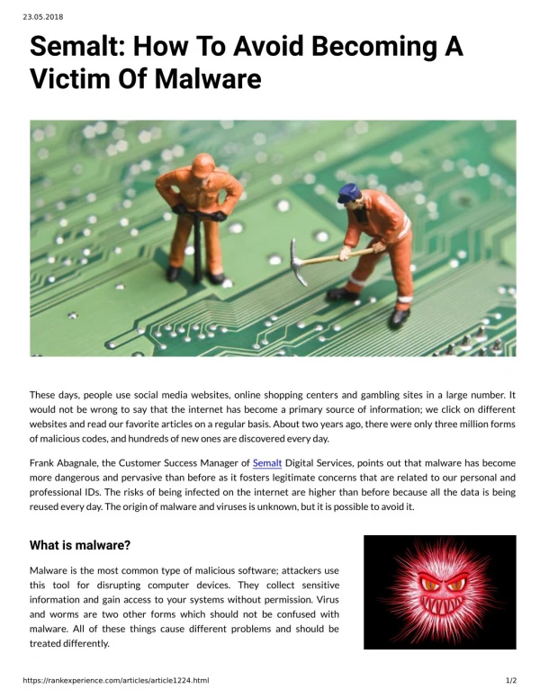 Semalt: How To Avoid Becoming A Victim Of Malware