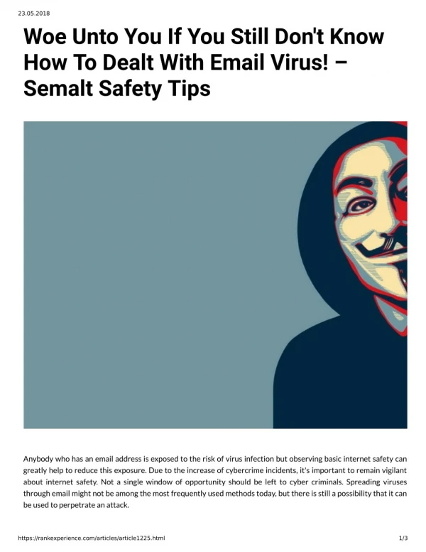 Woe Unto You If You Still Don't Know How To Dealt With Email Virus! – Semalt Safety Tips