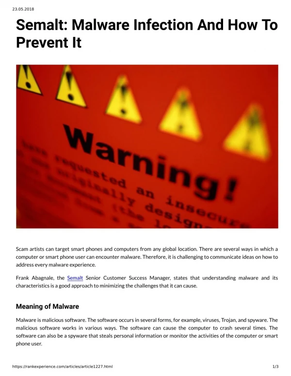 Semalt: Malware Infection And How To Prevent It